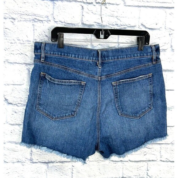 Loft Women High Rise Medium Wash Stretch Denim Cutoff Shorts Size 14 Waist 32 E4 - Picture 7 of 9